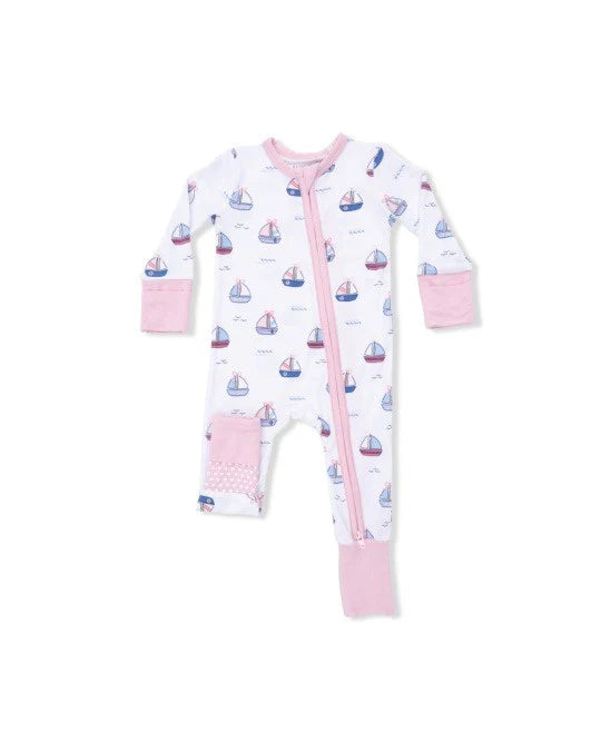 Bubbly Sailboats Pink Convertible Romper