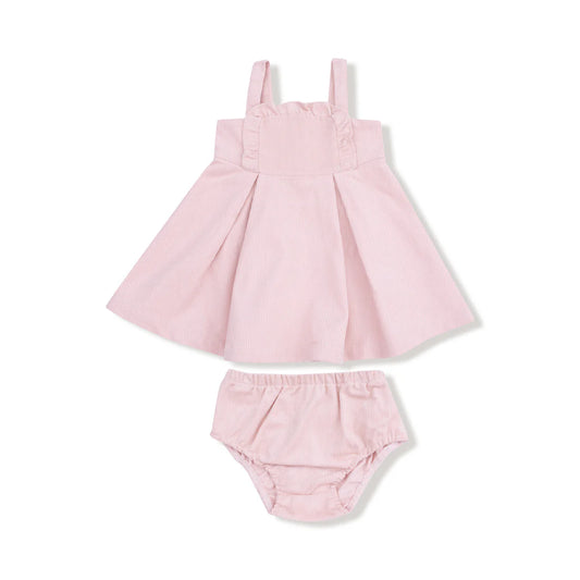 Corduroy Veiled Pink Ruffle Jumper