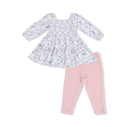 Country Girl Floral Long Sleeve Dress & Bamboo Legging