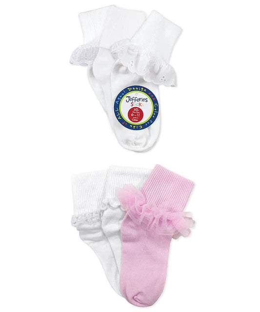 White Eyelet Trim Socks 2154 Medium