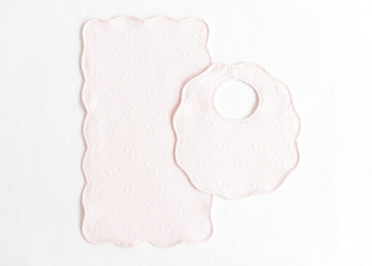 Bib & Burp – Pink Jacquard Bows