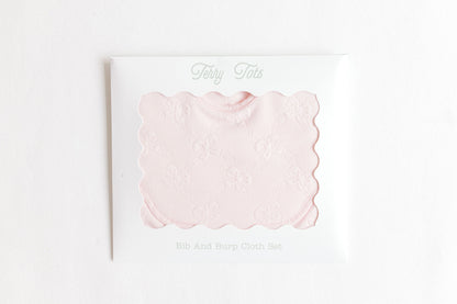 Bib & Burp – Pink Jacquard Bows