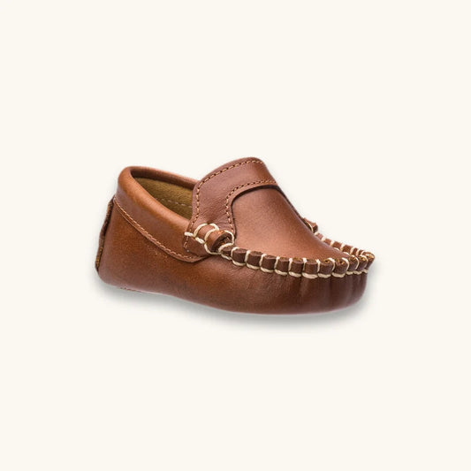 Baby Moccasin - Natural Brown Leather