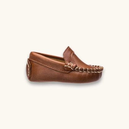Baby Moccasin - Natural Brown Leather