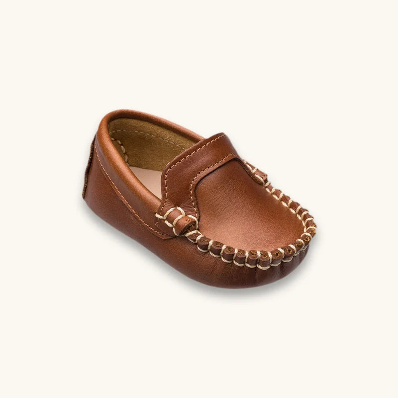 Baby Moccasin - Natural Brown Leather