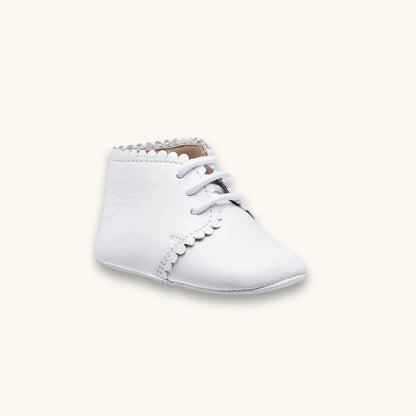 Scalloped Bootie - White Leather