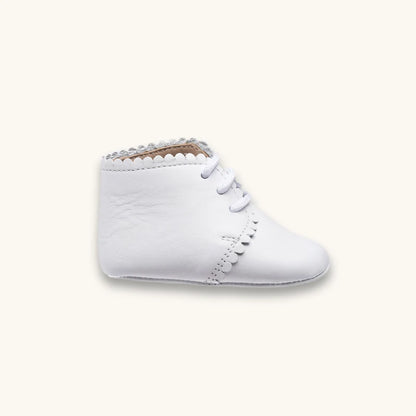 Scalloped Bootie - White Leather