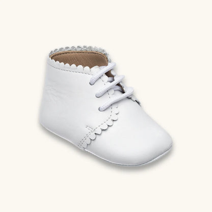 Scalloped Bootie - White Leather