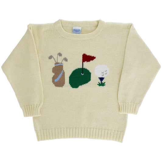 Crew Neck Sweater Golf On Ivory