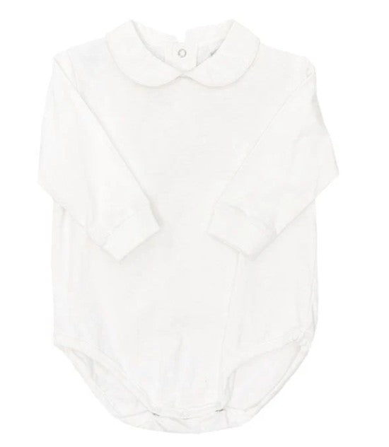 White Knit With Trim Onesie Boys