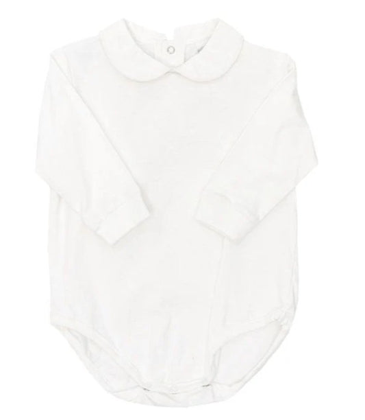 White Knit With Trim Onesie Boys