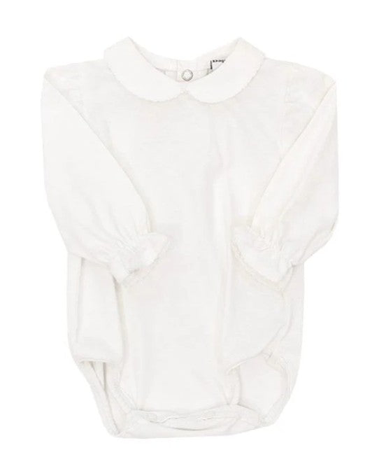 White Knit With Trim Onesie Girls
