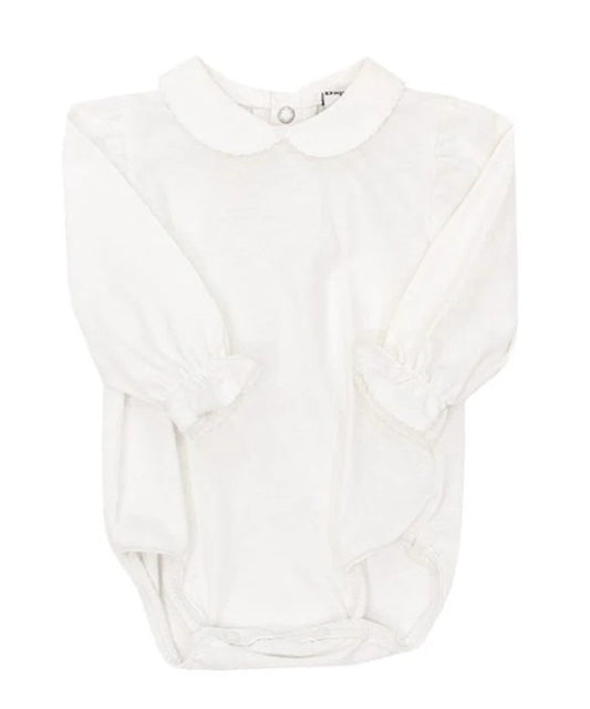 White Knit With Trim Onesie Girls