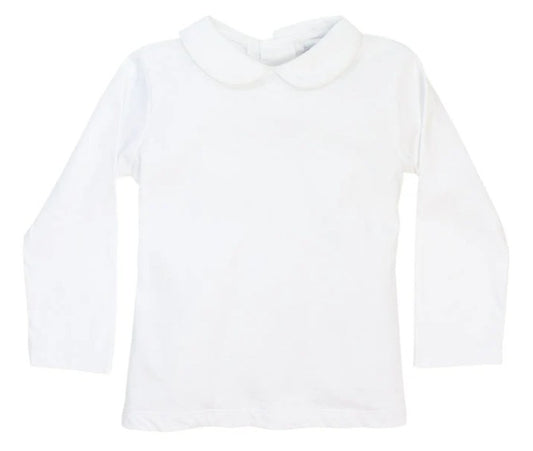 White Knit Unisex Long Sleeve Piped Shirt