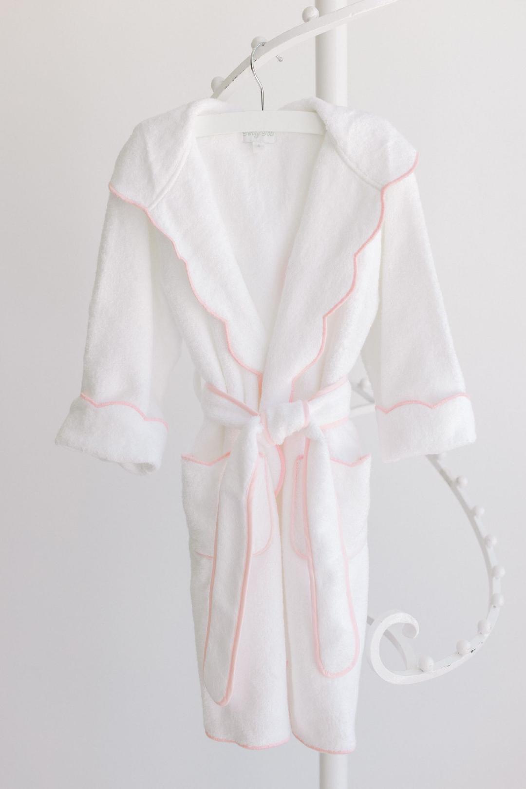 Terrycloth Bathrobe - Pink Scalloped
