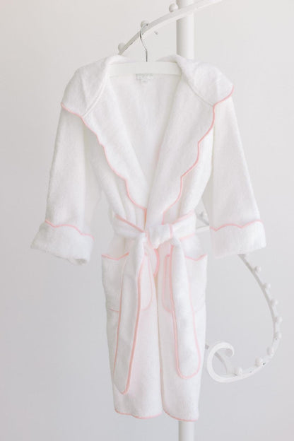 Terrycloth Bathrobe - Pink Scalloped