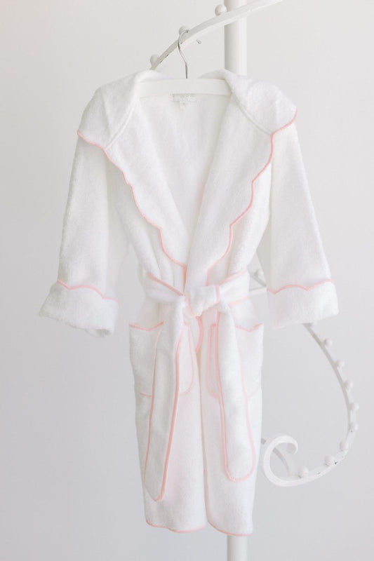 Terrycloth Bathrobe - Pink Scalloped