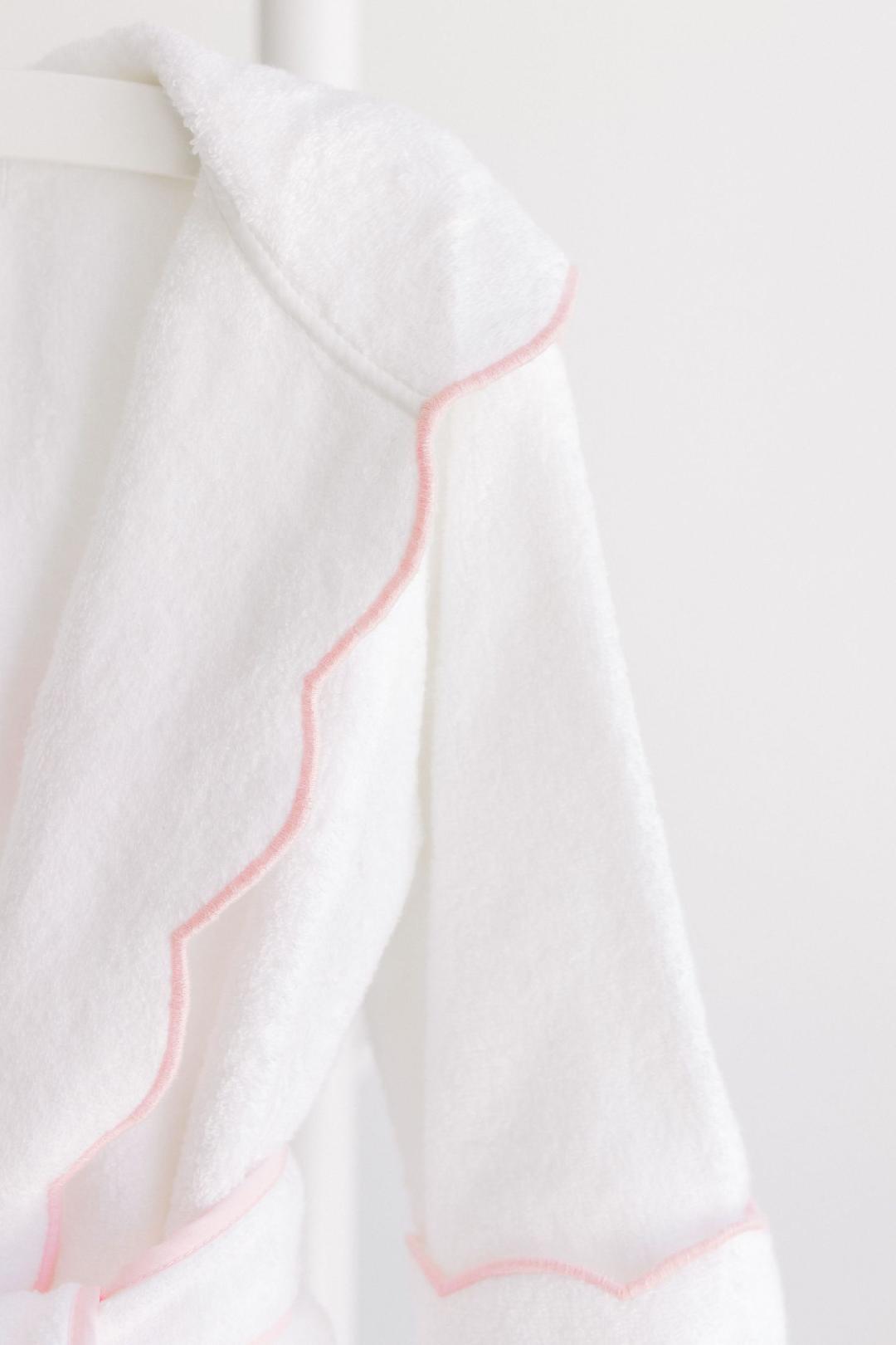 Terrycloth Bathrobe - Pink Scalloped