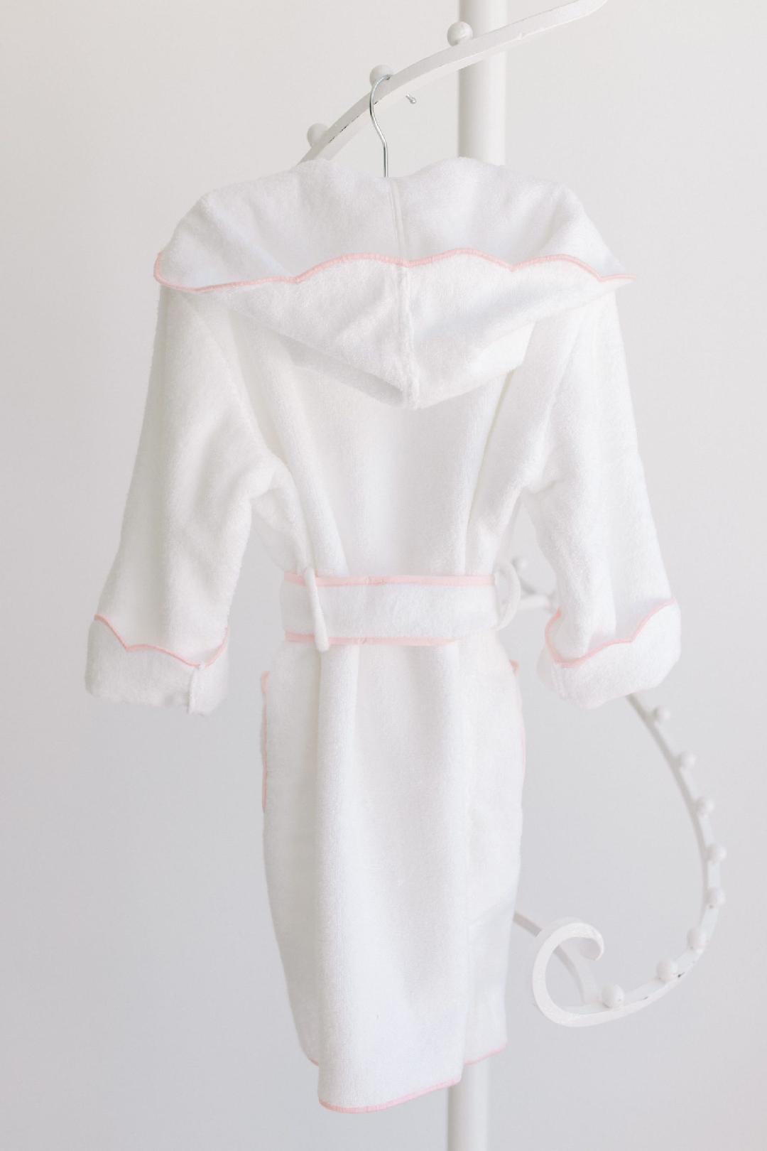 Terrycloth Bathrobe - Pink Scalloped