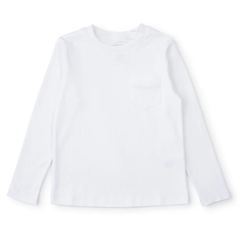 Blake Boys Long Sleeve Pocket T-Shirt - White