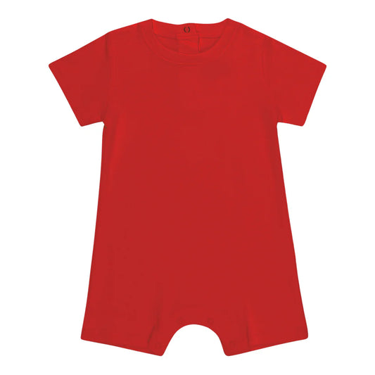 Short Sleeve Romper Red