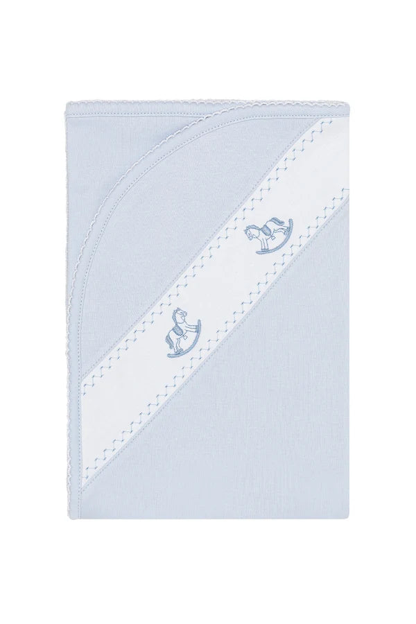 Rocking Horse Embroidered Blanket (Blue/Pink)
