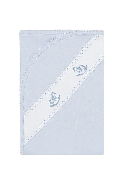 Rocking Horse Embroidered Blanket (Blue/Pink)