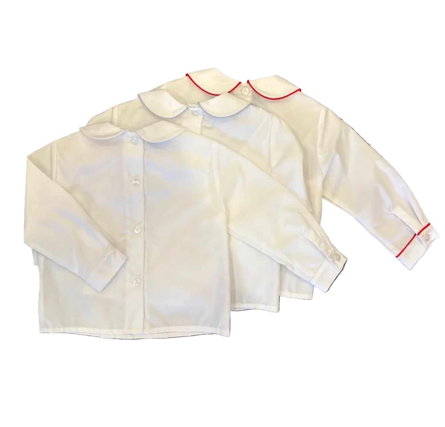 Boys Long Sleeve Peter Pan Collar Button Up Back