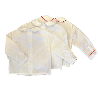 Boys Long Sleeve Peter Pan Collar Button Up Back