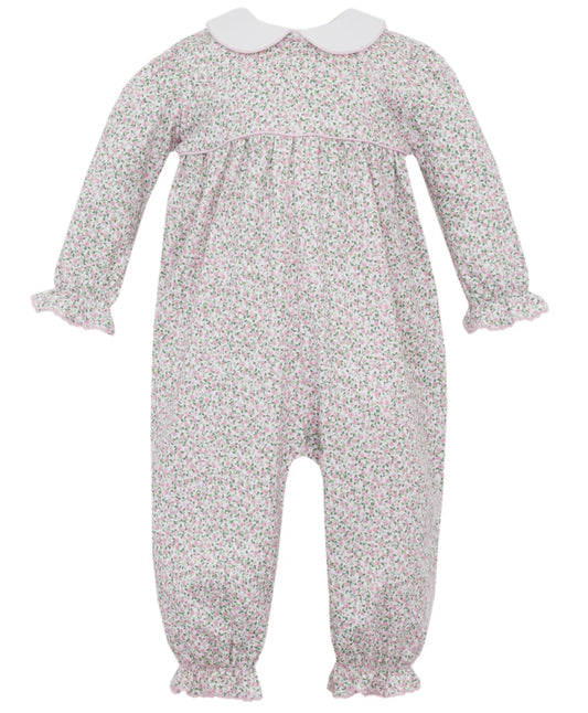 Carol Pink Knit Liberty Floral Girls Long Footie