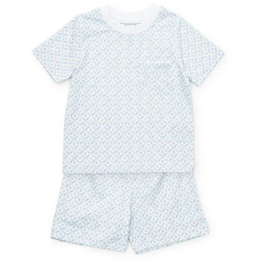 Charles Boys Short Set School Plaid Blue