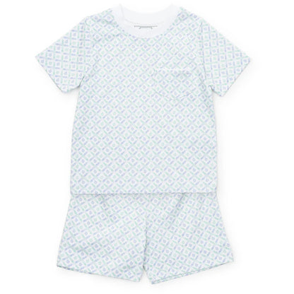 Charles Boys Short Set School Plaid Blue