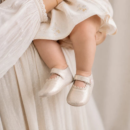 Baby Mary Jane - Talc Leather