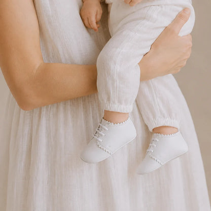 Scalloped Bootie - White Leather