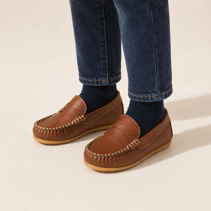 Alex Driver Moccasin - Natural Brown Leather