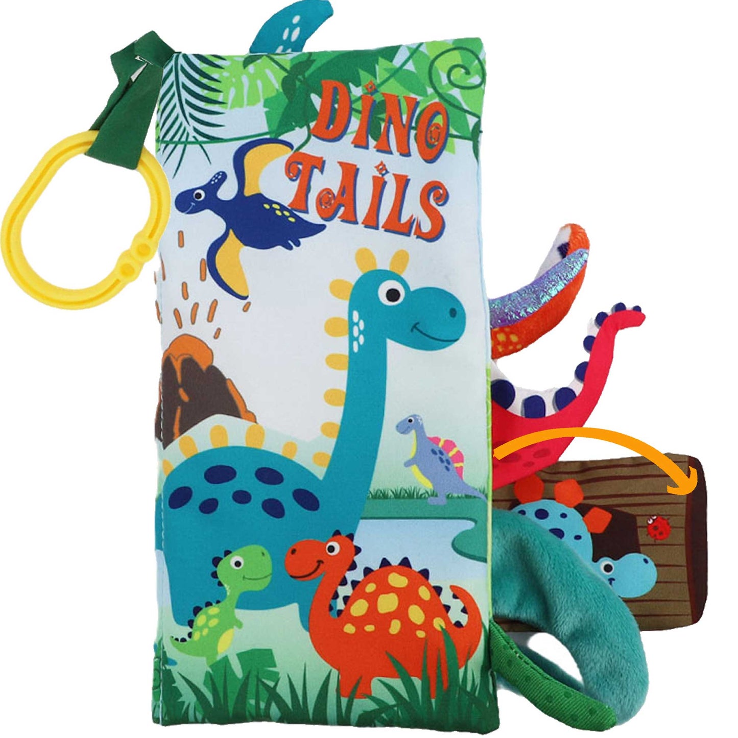 Dino Tails Crinkle Cloth Book With Stroller Ring