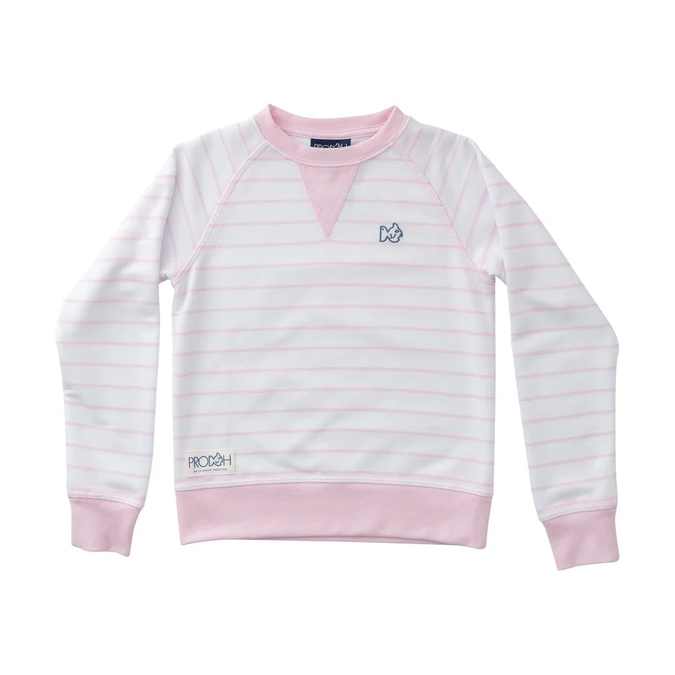 Girls Crew Control Sweatshirt in Pink Tulle Stripe