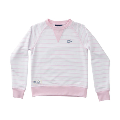 Girls Crew Control Sweatshirt in Pink Tulle Stripe