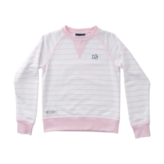 Girls Crew Control Sweatshirt in Pink Tulle Stripe
