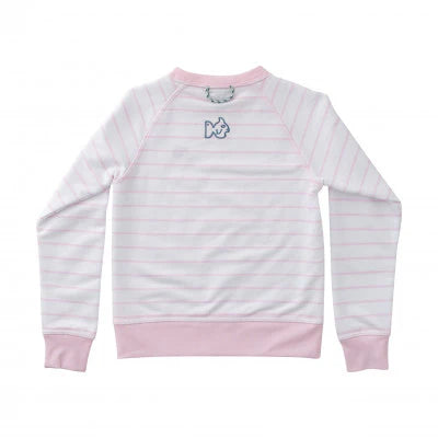 Girls Crew Control Sweatshirt in Pink Tulle Stripe