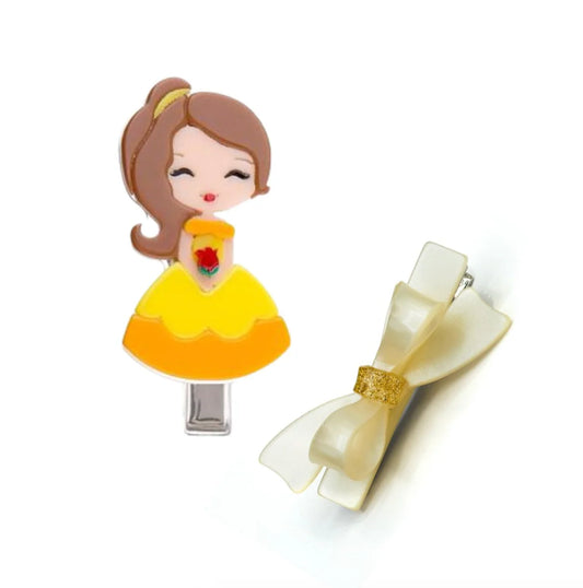 Cute Doll Red Rose With Bow Hair Clip