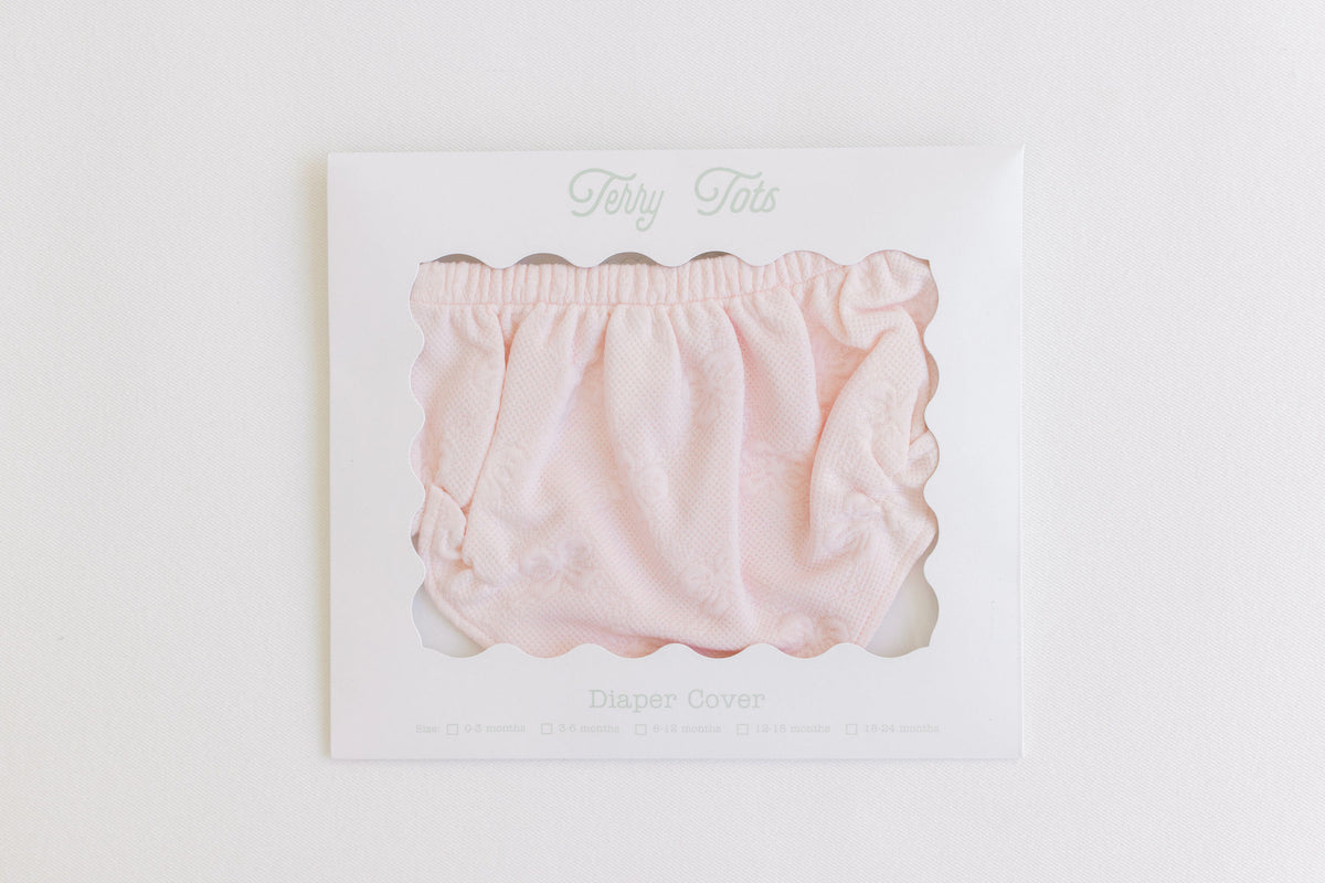 Diaper Cover – Pink Jacquard Bows