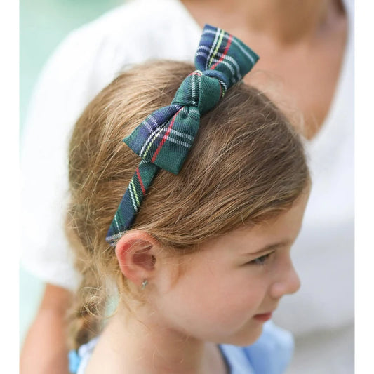 Green Plaid Bow Headband