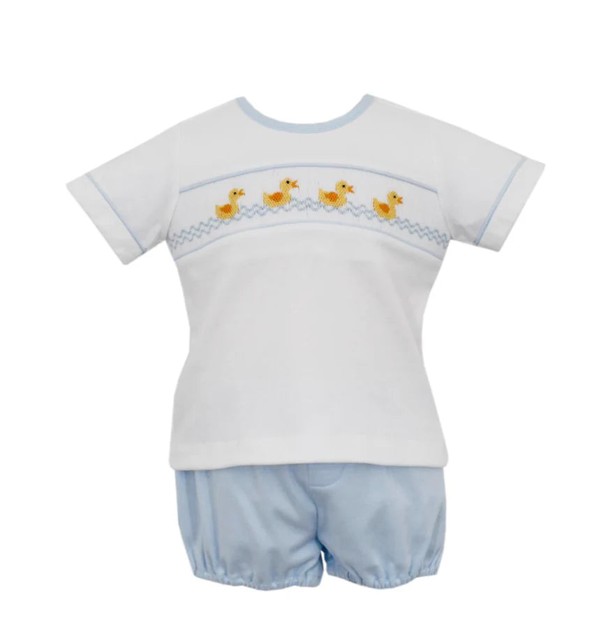 Ducks Light Blue Knit Diaper Set