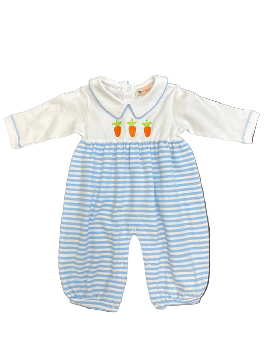 Carrot Blue And White Stripe Romper