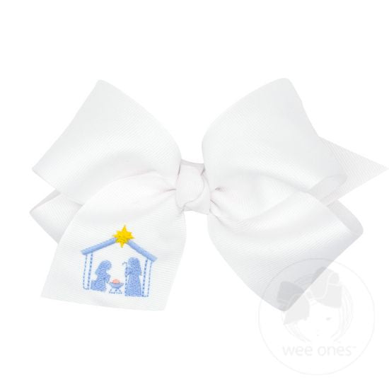 Holiday Bow - Nativity Scene White