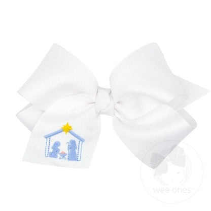 Holiday Bow - Nativity Scene White