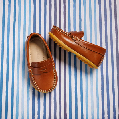 Toddler Alex Driver Moccasin | Natural Brown Leather
