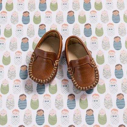 Baby Moccasin - Natural Brown Leather