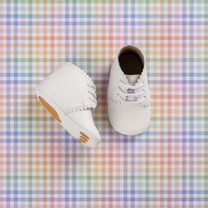 Scalloped Bootie - White Leather